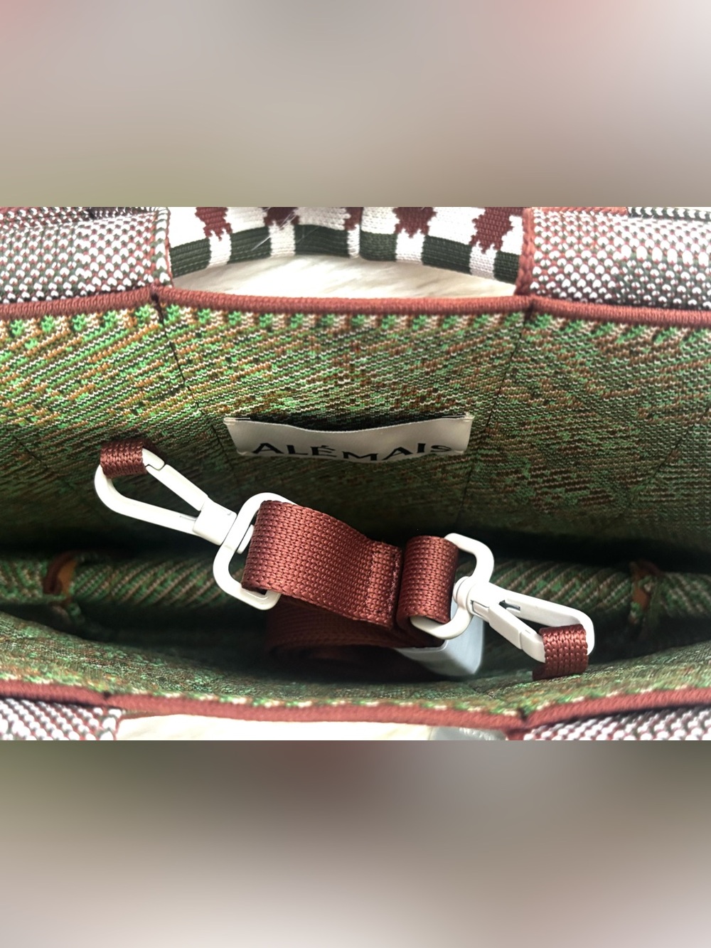 NWT Anthropologie Alemais Cece Jacquard Green & Brown Floral Mini Tote Bag - Picture 11 of 16